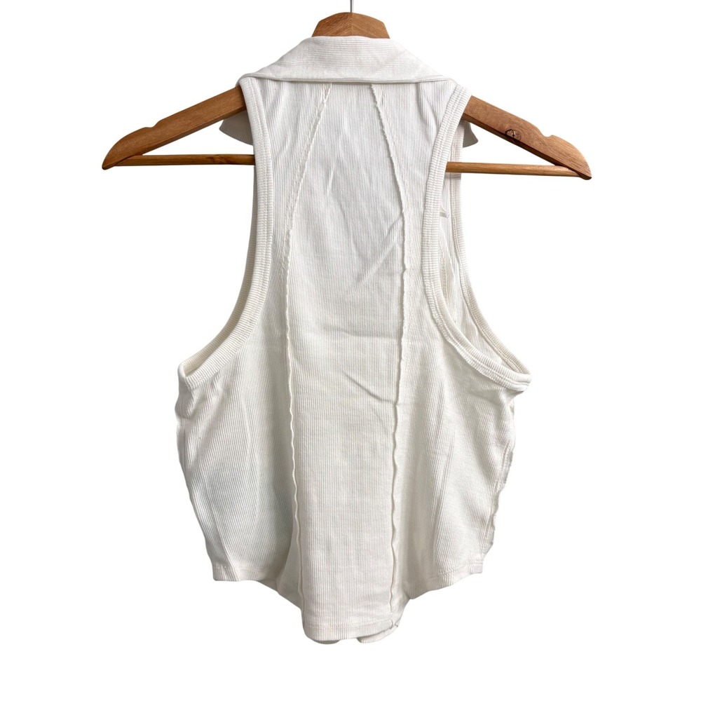 We The Free by Free People Ribbed Collared Henley Tank Top in White - Picture 2 of 6